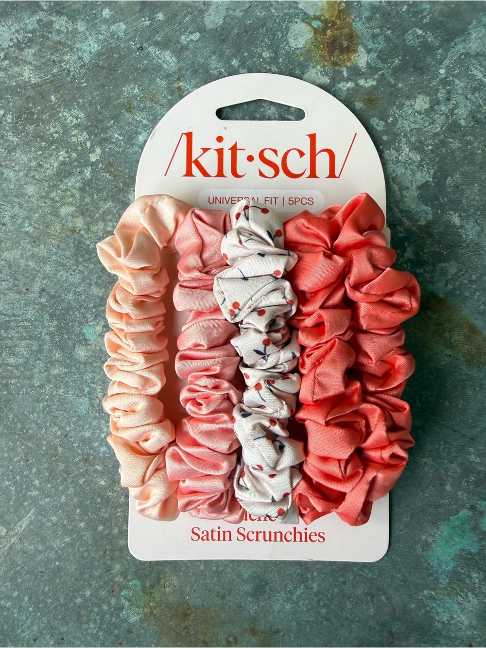 Kitsch Satin Scrunchies - Pink & Coral 5-Pack